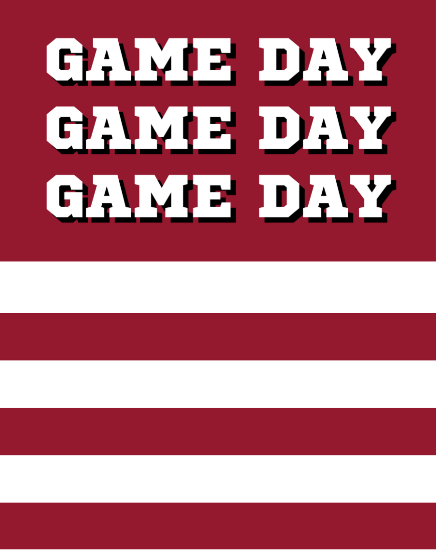 Game Day Reversible Insert - Dark Red & White